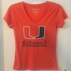 University of Miami UM VNeck T-Shirt Size Large